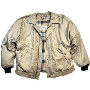 80s VTG MEMBERS ONLY-MEN'S KHAKI PUFFER JACKET- SIZE‎ 38 Flannel Bomber Coat